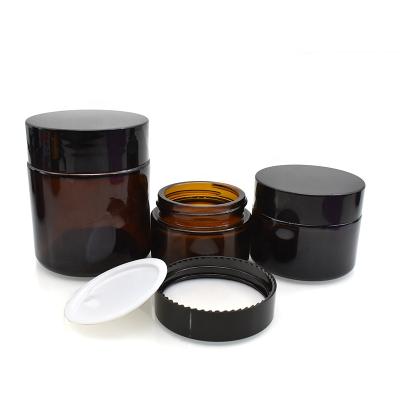 China Cosmetic Safety Glass Jar 5g 10g 20g 30g 50g 100ml Amber Glass Jar For Cream Lip Balm In Stock for sale