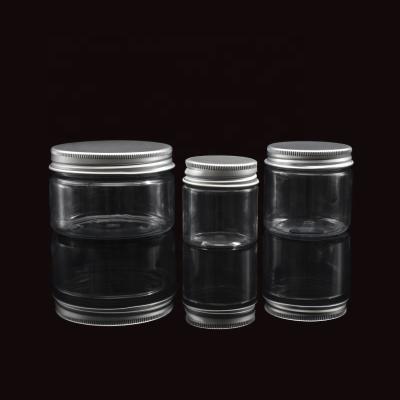 China Food in Stock 50g 80g 100g PET Food Packaging Plastic Jars with Aluminum Screw Top for sale