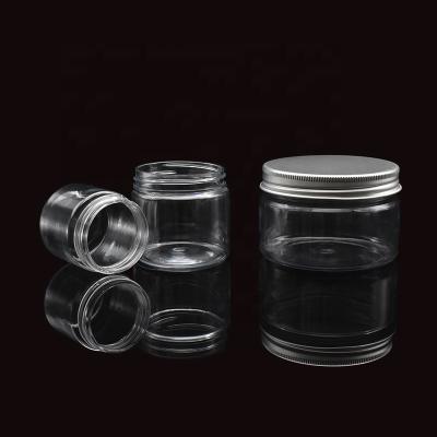 China Food Grade Different PET Clear Capacity Plastic Food Jar With Aluminum Lid For Candy for sale