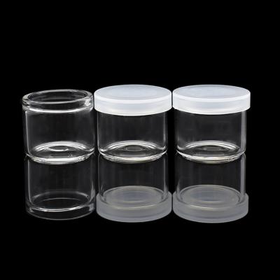 China CBD Oil Concentrate Glass Wax Jars Clear Empty No Neck 5ml 6ml Glass Jar With Silicone Lid Press Cap For Wax DAB Oil for sale