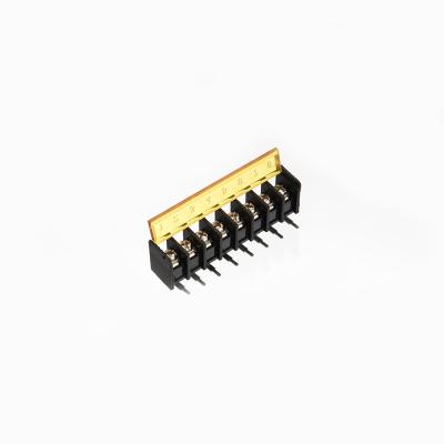 China Mechanical Products 10A Single Row Barrier Terminals Against Cover And Angled Pins for sale