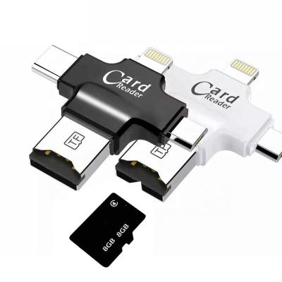 China Metal 4 in 1 Card Reader USB Type C OTG TF Adapter Card Reader for Android ipad/iphone 7plus 6s5s MacBook for sale