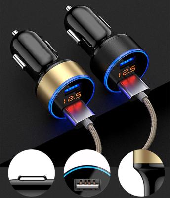 China Dual USB Car Charger Metal Auto Vehicle Charger Adapter 3.1A Digital LED Voltage/Current Display For Smart Phone/Tablet 3*4.5*6 for sale