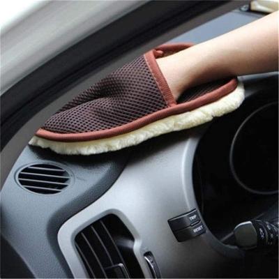 China Car Wash Cleaning New Design Wool Car Wash Wholesale Soft Waxing Gloves For Car Cleaning for sale