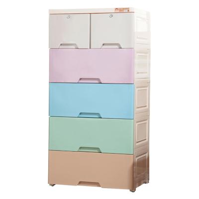 China Eco - Friendly Extra Large Size Baby Rainbow Drawer Panel Plastic Cabinet for sale