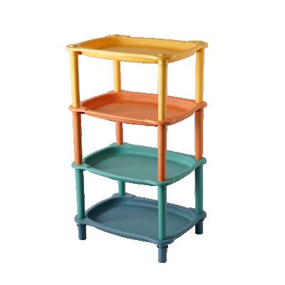 China Household Bathroom Organizer 4 Tier Racks Kitchen Storage Plastic Vegetable Rack for sale