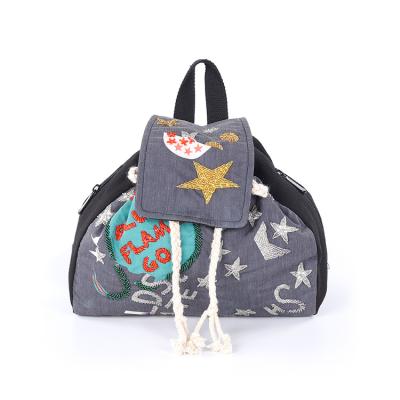 China NO Factory Directly Fashion Cotton Leisure Travel Embroidery Backpack Shoulder Bag for sale