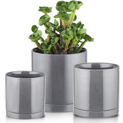 China Modern Garden Decoration Ceramic Flower Pot at Amazon in 3 Sizes Plant Pot Sale Set for Indoor Plants for sale