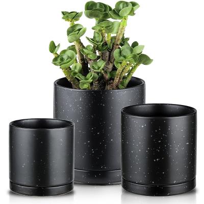 China Amazon hot sale modern wholesale ceramic garden tool flower pot set 3 sizes plant pot for sale