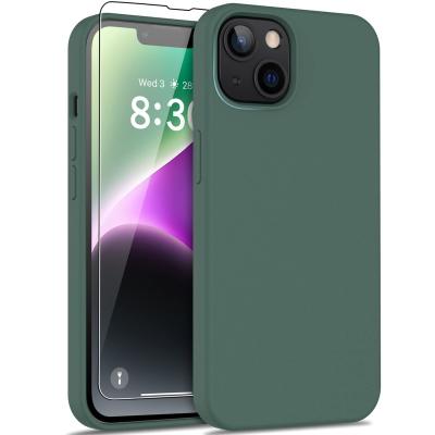 China Soft Flexible Silicone Phone Protector Shockproof Slim Fit Shockproof Phone Protector Case With Microfiber Lining For iPhone14 Dark Green for sale