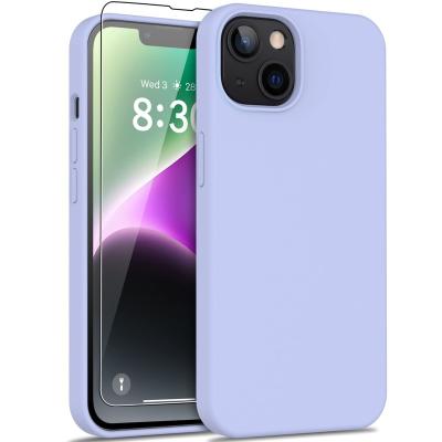 China Soft Flexible Silicone Phone Protector Shockproof Slim Fit Shockproof Phone Protector Case With Microfiber Lining For iPhone14 Lavender for sale