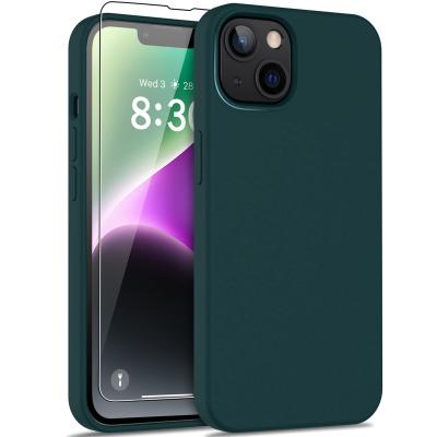 China Soft Flexible Silicone Phone Protector Shockproof Slim Fit Shockproof Phone Protector Case With Microfiber Lining For iPhone14 Pine Green for sale