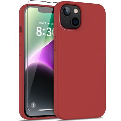 China Soft Flexible Silicone Phone Protector Shockproof Slim Fit Shockproof Phone Protector Case With Microfiber Lining For iPhone14 Red for sale