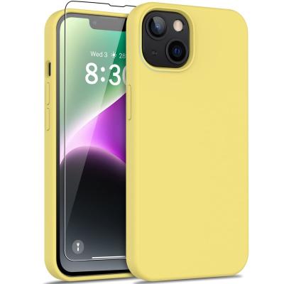 China Soft Flexible Silicone Phone Protector Shockproof Slim Fit Shockproof Phone Protector Case With Microfiber Lining For iPhone14 Yellow for sale