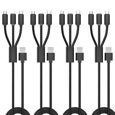 China Fast Charging Speed ​​(3.1A) 3 in 1 Fast Charging Android / Phone / Galax Micro USB Port Connectors , Universal Nylon Braided USB Cable Multi Charging Cable for sale