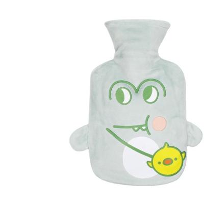 China Hot Protector Hot Water Bottle with Knitted Cover, 2 Liter Green Transparent Hot Water Bag for sale