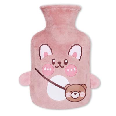 China Hot Protector Hot Water Bottle with Knitted Cover, 2 Liter Pink Transparent Hot Water Bag for sale