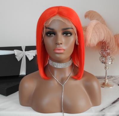 China Bob Wig Cuticle Aligned Brazilian Hair 8 Inch Style Lead Wigs For Black Women, Red Hairstyle Lace Front Wigs For African American for sale