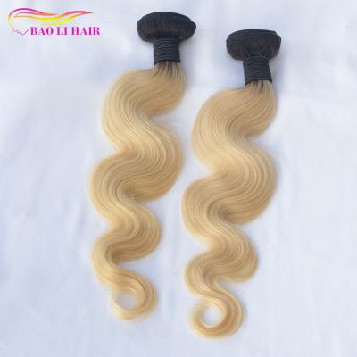 China Cheap 100% Brazilian human virgin hair straight and body wave straight and blonde body wave tape color ombre 1B #613/27 crochet hair extension for sale