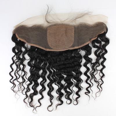 China 13*4 Deep Wave Cuticle Aligned Cheap Wholesale Virgin Natural Deep Wave Human Hair Brazilian Real Silk Top Lace Frontal Closure Basic for sale