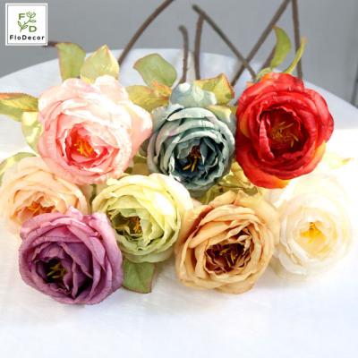 China Wholesale Hot Pink Home Autumn Color Wedding Decor Artificial Silk Dusty Rust Rose Flowers For Party Wedding Sale for sale