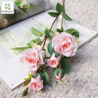 China 5 Heads Wedding Party Artificial Rose Flower China Roses Wedding Decoration Artificial Silk Flower for sale