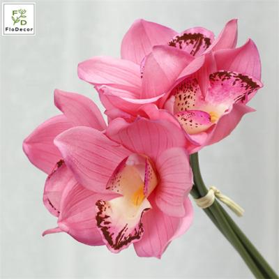 China Wholesale Real Touch Artificial Rose Wedding Latex Flower Orchid Party Wedding Decoration Cymbidium Bridal Floral Arrangement for sale