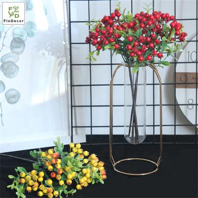 China Hot Sale Artificial Berry Branch Plastic For Christmas Wedding Flower Red Blue Home Decoration for sale