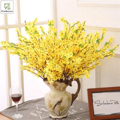 China Party Wedding Home Decoration Spring Artificial Forsythia Flowers Winter Silk Jasmine Yellow For Home Decoration for sale