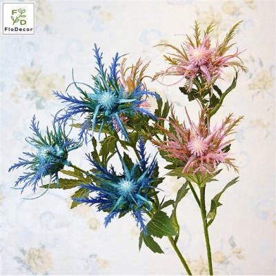 China Home.Restaurant.Bar.Hotel.Wedding Wholesale 3 Heads Eryngo Celery Parsley Flower Blue Wedding Decorative Flowers for sale