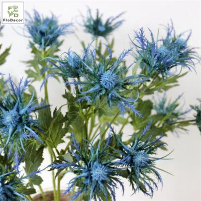 China Home.Restaurant.Bar.Hotel.Wedding Wholesale 3 Heads Eryngo Celery Parsley Flower Blue Wedding Decorative Flowers for sale