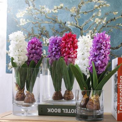 China Winter New Arrival Party Wedding Artificial Hyacinth Flower Plant With Bulb Root For Home Table Decoration White Rose Purple for sale