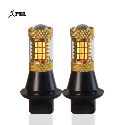 China Car LED DRL Turn Signal Light Bulbs High Quality Dual Color Daytime Running Lights Tail Tail Light Bulb 7440 GOLD White+Yellow Light for sale