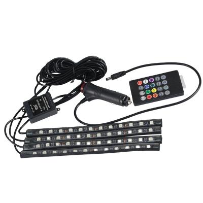 China High Brightness Hot Sale Car 12V 12SMD Color Car Atmosphere Interior RGB Remote Control Multiple Light High Brightness for sale