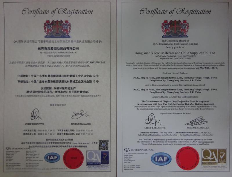 ISO9001 - Dongguan Yacool Innovation Technology Co.,Ltd