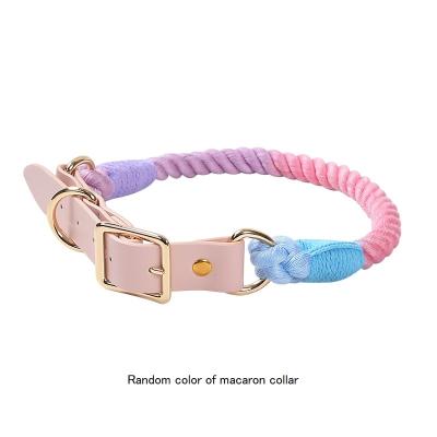 China Custom Luxury Colorful Leather Dog Stocked Cotton Cat Rope Collar Attachment for sale