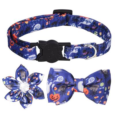 China Removable Christmas Cat Collar Christmas Sunflower Bow Pet Viable Safety Buckle Collar Amazon Hot Selling for sale