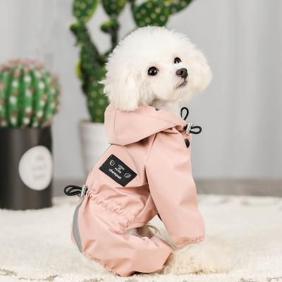 China Free Sample Rainproof Breathable Reflective Dog Raincoat Stocked Dog Apparel Quadruped for sale