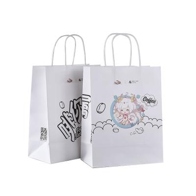 China Custom Recyclable Wholesale Custom High Quality White Logo Paper Sack Cheaper Paper Bags for sale