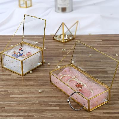 China Morden DIGU Custom Geometric Glass Jewelry Box Earring Bracelet Jewelry Packaging Box Glass Drawer for sale