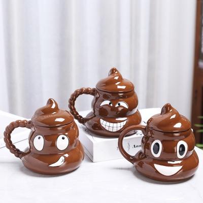 China Creative Cartoon Relief Cartoon Poop Shaped Weird Mug Ceramic Mug For Sale for sale