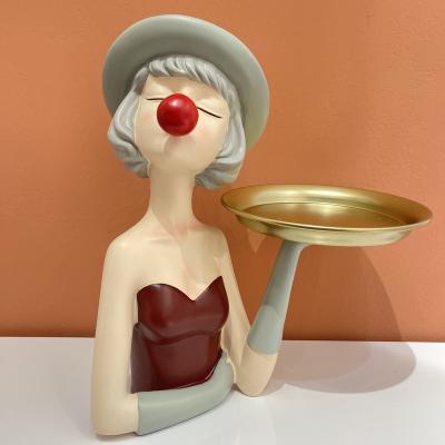 China CLASSIC Cute Blow Bubbles Elegant Girl Statue Resin Ornament Storage Decor Trays for sale