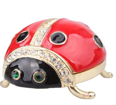 China Best Selling Children's Ladybugs Enamel Trinket Box Animal Tin Jewelry Box Home Office Decoration for sale