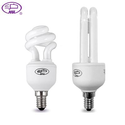 China Free Sample Energy Saving In 220V 2U E14 8W 11W Current Spiral Compact Fluorescent Lamp Energy Saving Light Bulb for sale