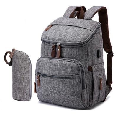 China Gray Multifunctional Custom Travel Mom Baby Diaper Bag Large Capacity Mom Backpack Bags Custom Size Accepted for sale