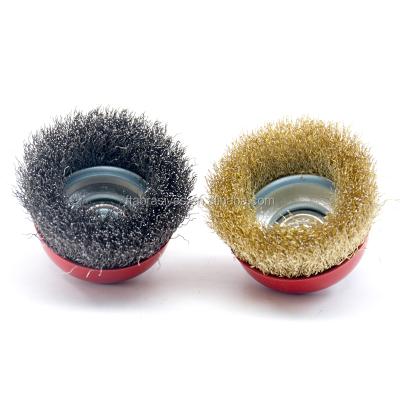 China Fantech High Quality Industrial Wire Brush Cup Brush With Shaft For Brass Wire Material Manufacturer for sale