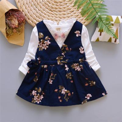 China Wholesale Korean Style Breathable Sweetie Clothes 2 Piece Sets Floral Babies Tie Back Dresses For Kids for sale