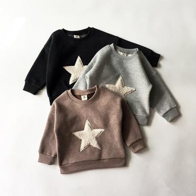 China Breathable simple star decoration crew neck style children's soft fabric for sweatshirts in china websites for sale