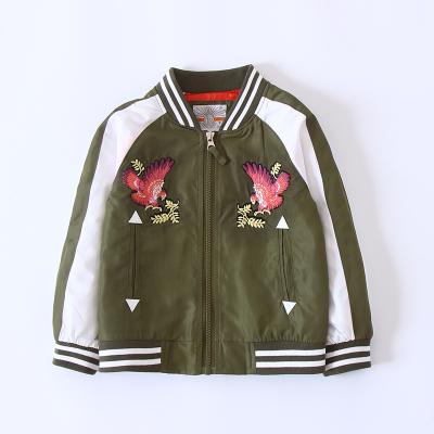 China Anti-wrinkle products cheap embroidery children's same custom army green baseball varsity satin jackets for sale