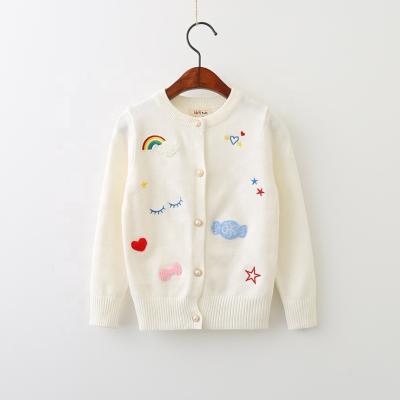 China China Product Girls Sweater Child Solid Color Breathable Soft Knit Fabric Cardigan Sweater By Computer Knitting Machine for sale